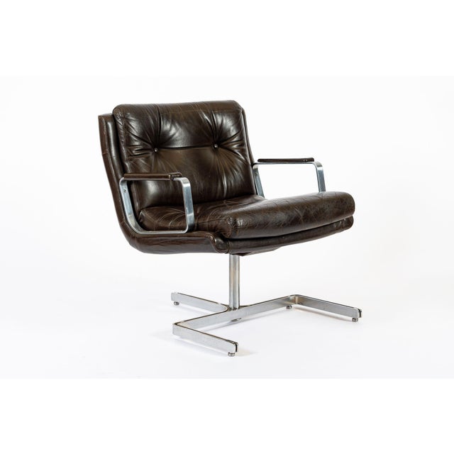 Mid Century French Brown Leather Lounge Chairs by Raphael Raffel 1970s For Sale - Image 13 of 18