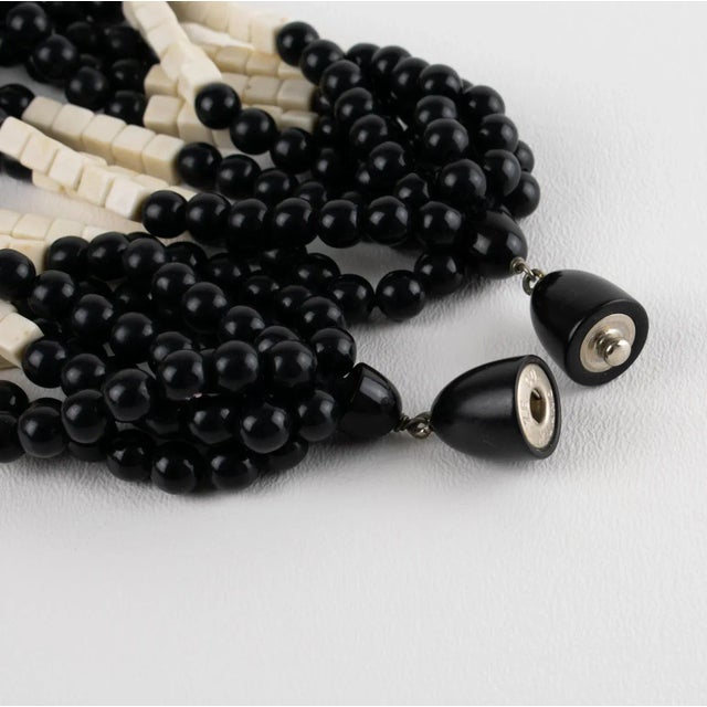 Angela Caputi Black and White Resin Multi-Strand Necklace For Sale - Image 9 of 9
