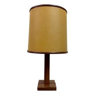 French Table Lamp in Brown Leather by Le Tanneur, 1970s For Sale
