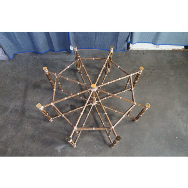 1970s Attributed to McGuire Mid Century Bohemian Modern Octagonal Bamboo Glass Dining Table 74" For Sale - Image 9 of 18