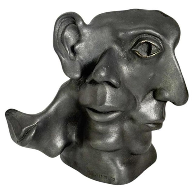 Patinated Terracotta Sculpture with Multiple Faces, France, 1960s For Sale - Image 9 of 9