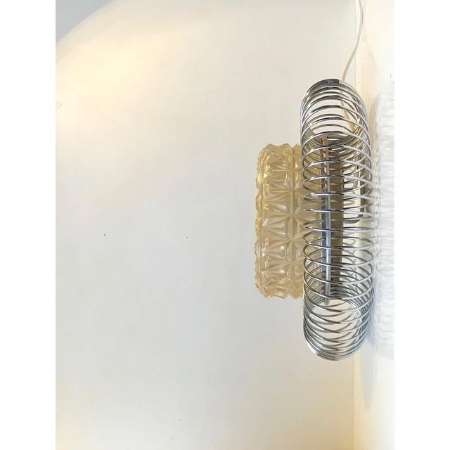 Sculptural Scandinavian Wall Sconce in Chrome & Pressed Glass, 1970s For Sale - Image 3 of 9