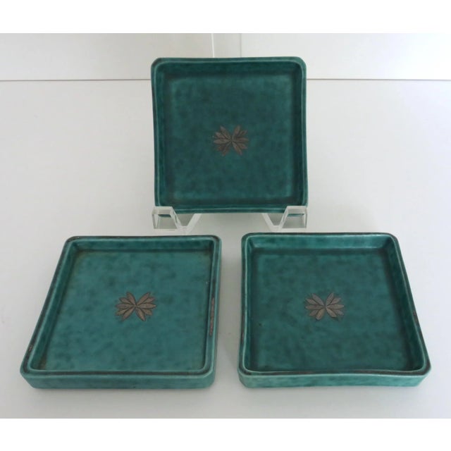 Gustavsberg Argenta small square tray dishes created by Wilhelm Kåge in the 1920s, and produced in Sweden from the 1930s...