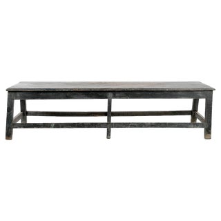 Solid Wood Bench with Black Patina For Sale