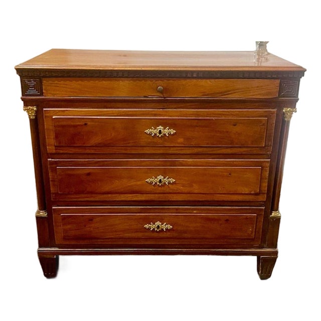 19th C. French Walnut Empire Design Chest For Sale
