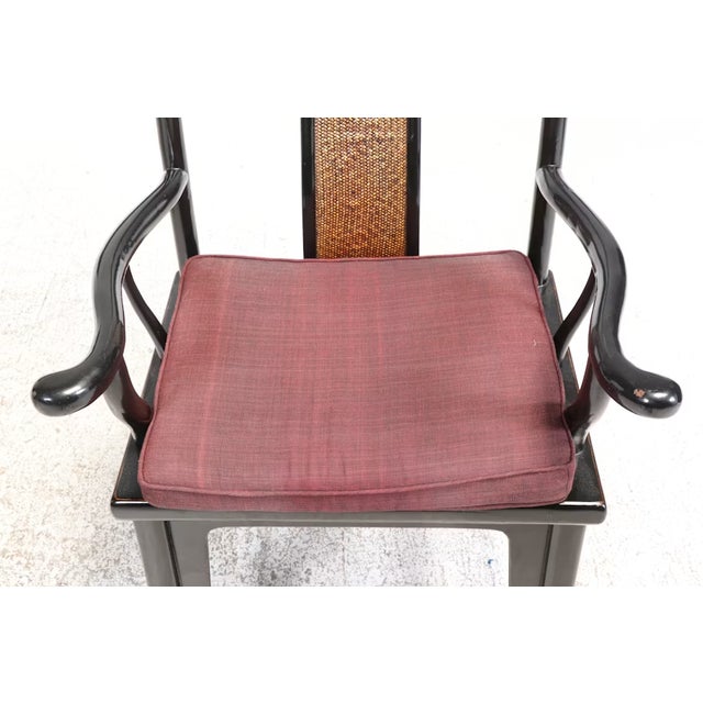 Antique Chinese Black Lacquer Scholar Travel Desk & Two Yoke Back Chairs For Sale - Image 12 of 18