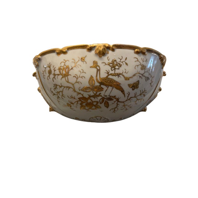 Gold and white hand painted wall pocket fountain.
