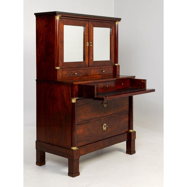 Antique mirror chest of drawers with writing compartment Dimensions: H x W x D: 151 x 98 x 52 cm : Exceptionally delicate...