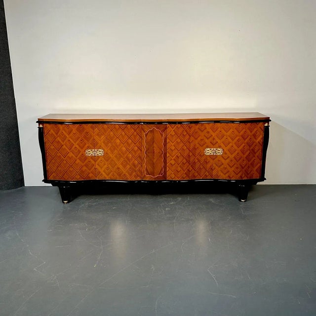 French Art Deco Marquetry Sideboard, Buffet, Rosewood, Walnut, Marquetry, Palatial For Sale - Image 4 of 13