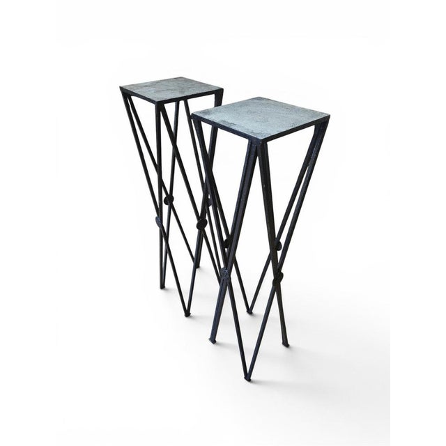 Classical Wrought Iron Pedestals, 1950s, Set of 2 For Sale - Image 9 of 12