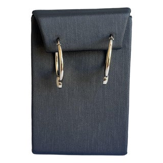 Chic 14kt Yellow Gold Enamel Hoops - 24mm Diameter, 2mm Width, New, A Pair For Sale