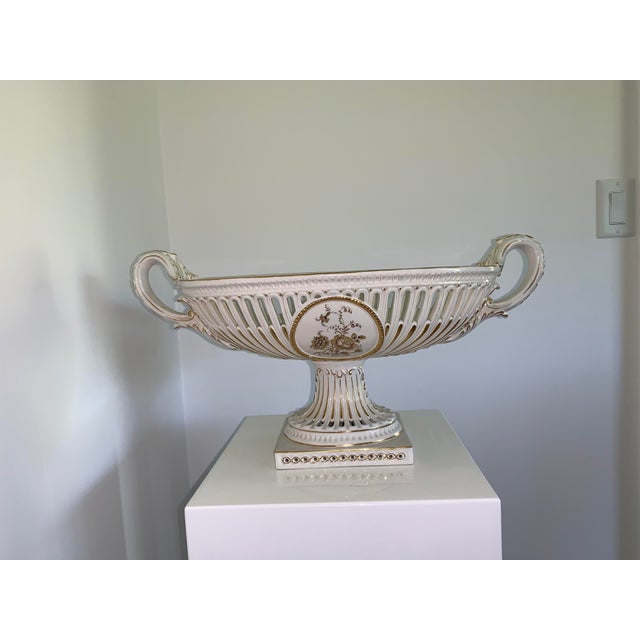 Ceramic 1980s Large Pierced Compote Pedestal Dish For Sale - Image 7 of 7