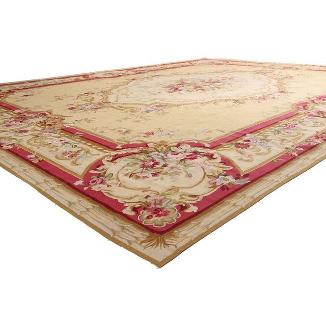 79480 Vintage Chinese Aubusson Rug, 11'08 x 15'05. The Rosewood Salon: A Vintage Chinese Aubusson Masterpiece of Louis XV...
