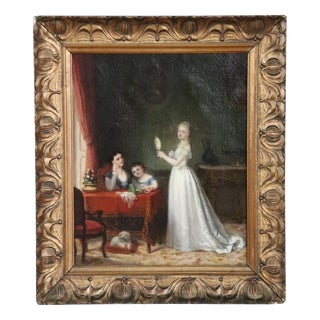Scene Between Girls, 19th Century, Oil Painting on Canvas, Framed For Sale