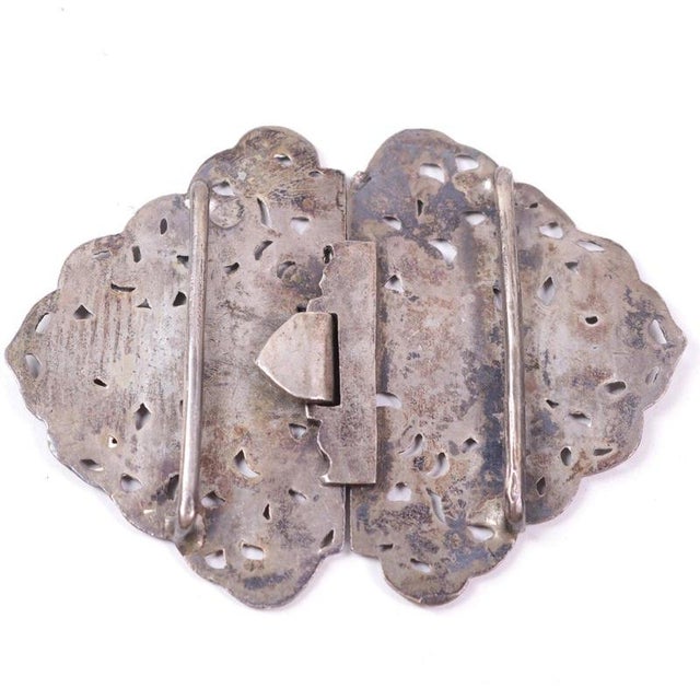 1930s Antique Indian Embossed White Metal Nurses Belt Buckle with Deities, 1930s For Sale - Image 5 of 9