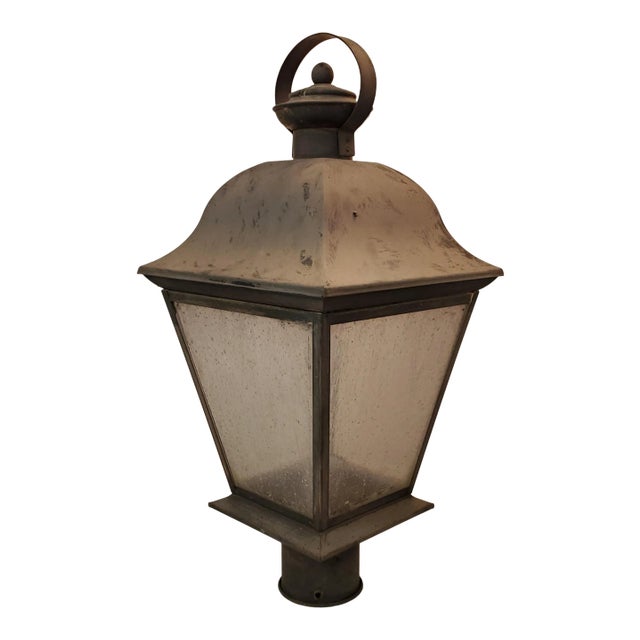 Mid Century Electric Lantern With Iced Glass Panels For Sale