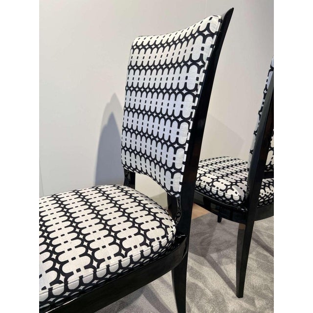 Art Deco High Back Black Lacquered Dining Chairs, France, 1930s, Set of 6 For Sale - Image 13 of 18