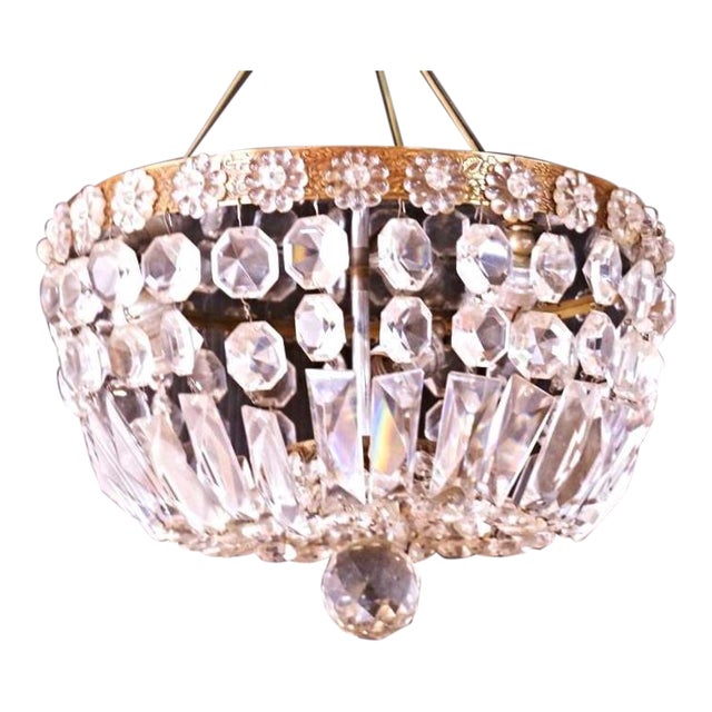 Brass & Crystal Dome Chandelier Chairish