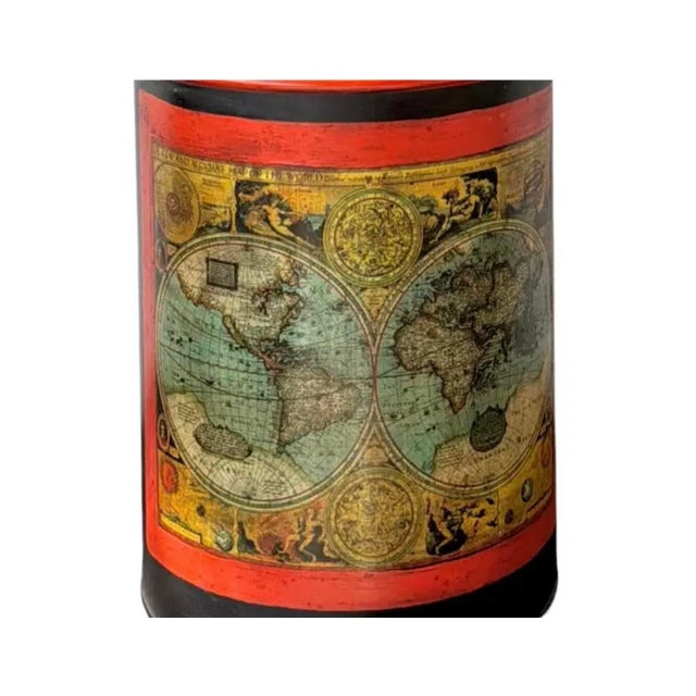 Metal Vintage Tole Tea Cannister Lamp For Sale - Image 7 of 8