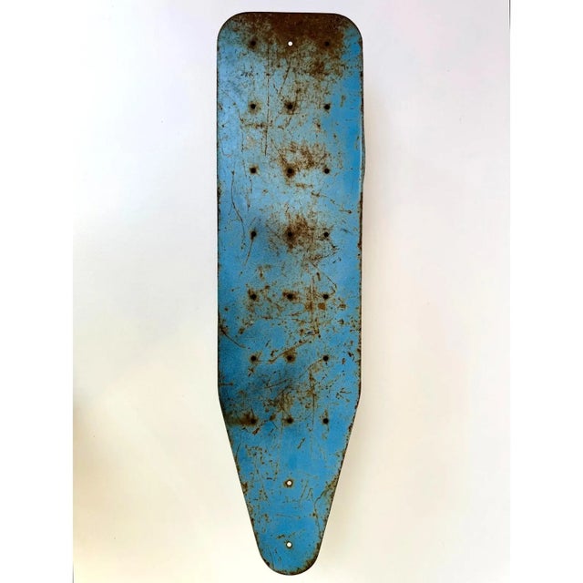 1940's Industrial Folding Ironing Board, Blue Painted Steel For Sale - Image 10 of 14