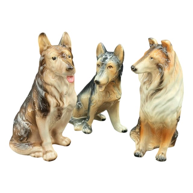 Vintage Japanese Porcelain Dogs by Kato Kogei, 1970s, Set of 3 For Sale