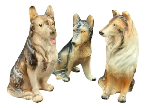 Vintage Japanese Porcelain Dogs by Kato Kogei, 1970s, Set of 3
