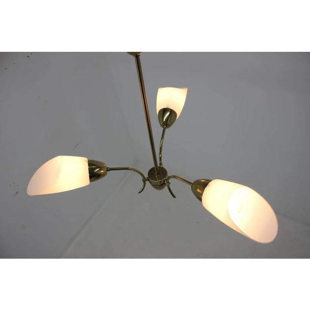 Vintage Brass and Glass Ceiling Lamp, 1970s For Sale - Image 6 of 10