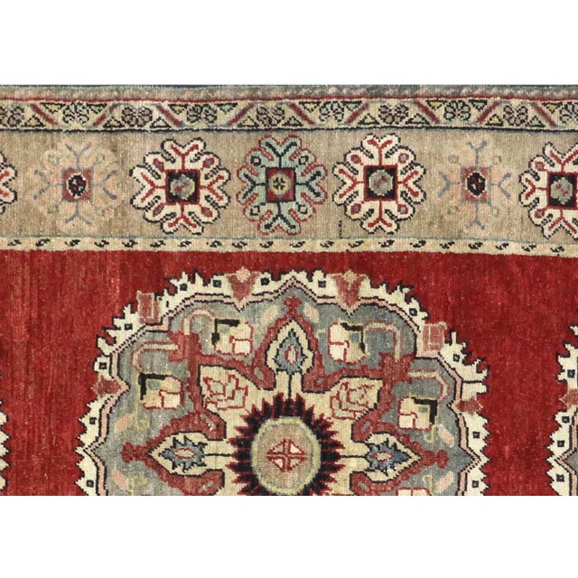 1960s Turkish Oushak Runner. Hand woven with wool on wool foundation in the Oushak region of Western Turkey. The Anatolian...