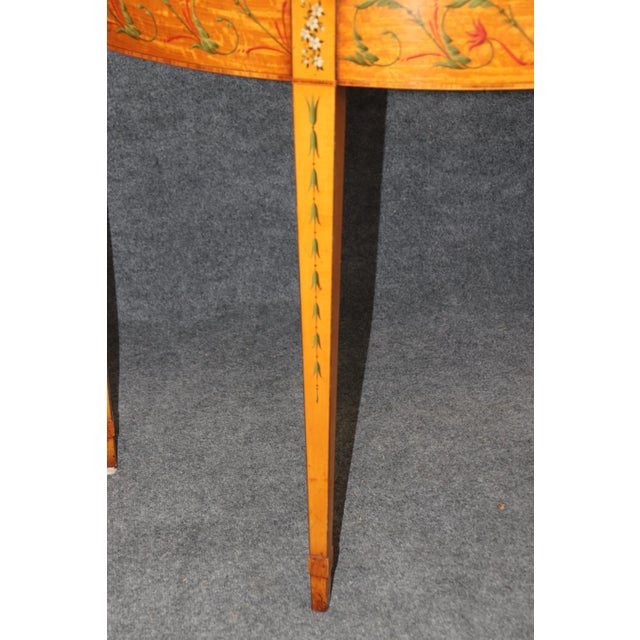 1920s Adams Style Paint Decorated English Satinwood Demilune Console Table For Sale - Image 5 of 10