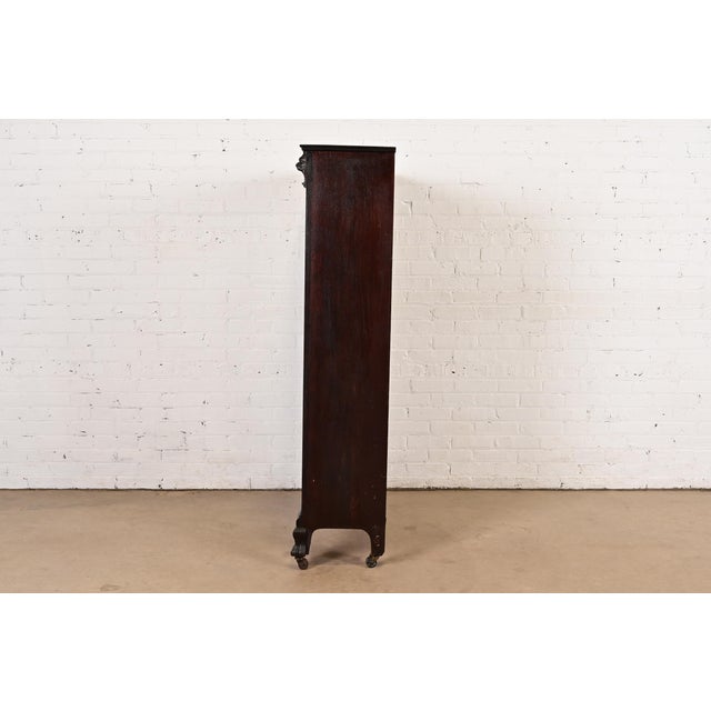 R. J. Horner Style American Empire Carved Mahogany Bookcase With Lion Heads, Circa 1890s For Sale - Image 11 of 13