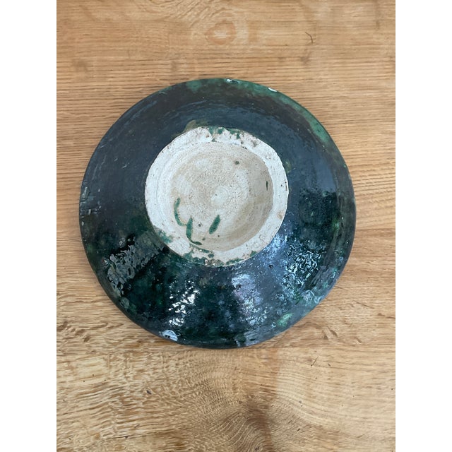 Medium Vintage Moroccan Tamegrout "Zlafa" Glazed Terra Cotta Bowl For Sale In Raleigh - Image 6 of 6