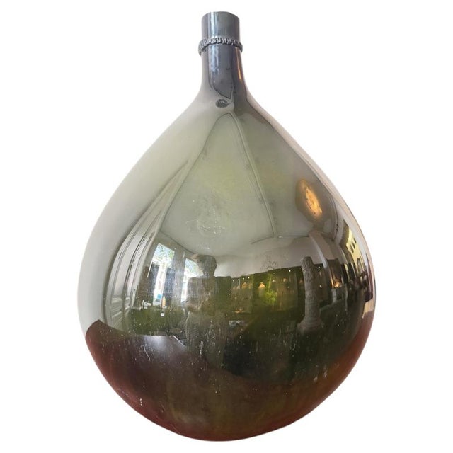 Antique French Green Free Blown Glass Demijohn Bottle, 1800s For Sale - Image 12 of 12