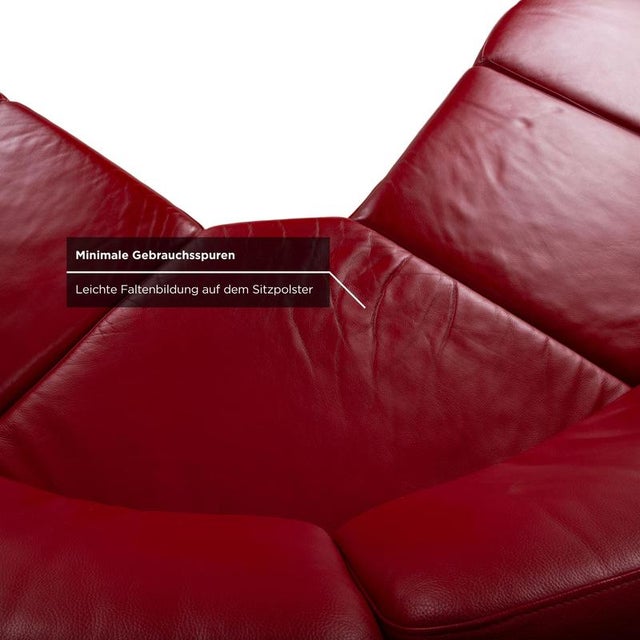 Red Ruby Red Leather Corner Sofa from Ewald Schillig For Sale - Image 8 of 15