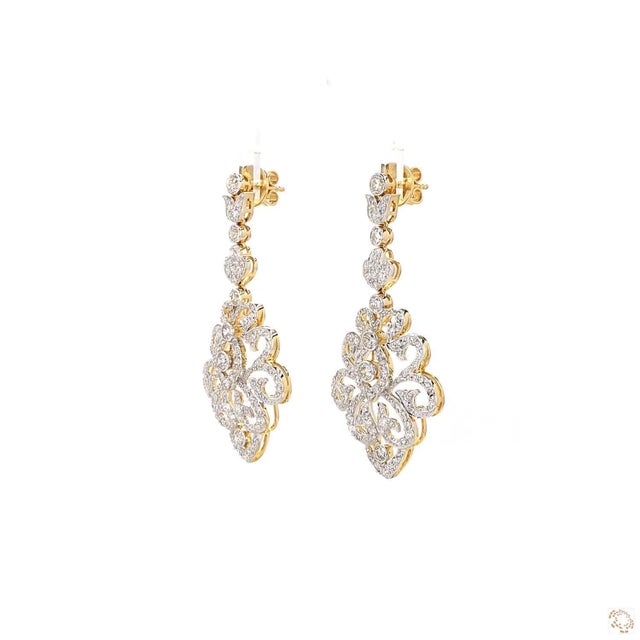 Modern 1970s 4.29 Carat Round Brilliant Cut Diamond Gold Earrings, Pair For Sale - Image 3 of 7