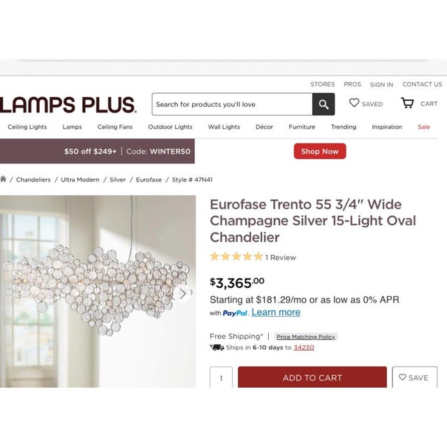 Eurofase Trento 55” Champagne Silver 15-Light Oval Chandelier For Sale - Image 10 of 10