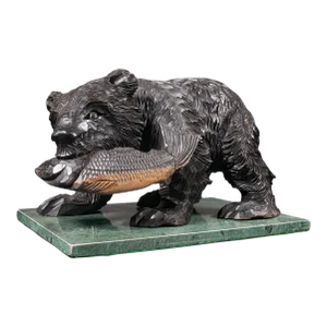 1900s Antique VictorianGerman Carved Fruitwood Decorative Bear Figure