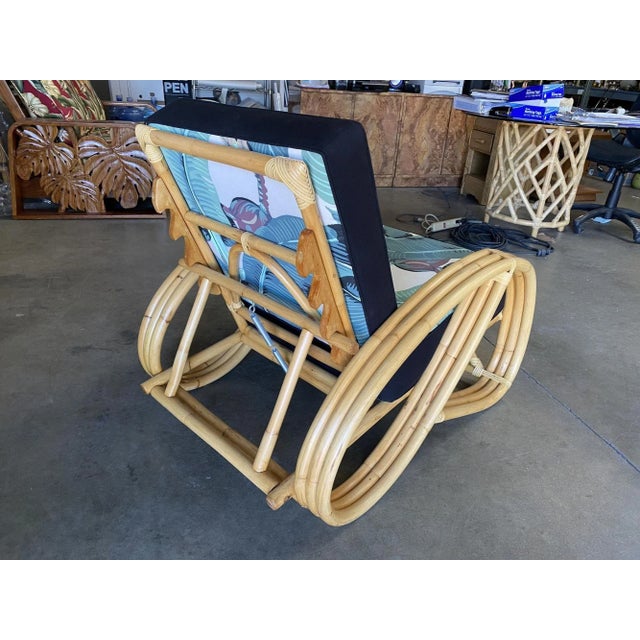 Restored 3/4 Pretzel Rattan Lounge Chair With Adjustable Back For Sale In Los Angeles - Image 6 of 12