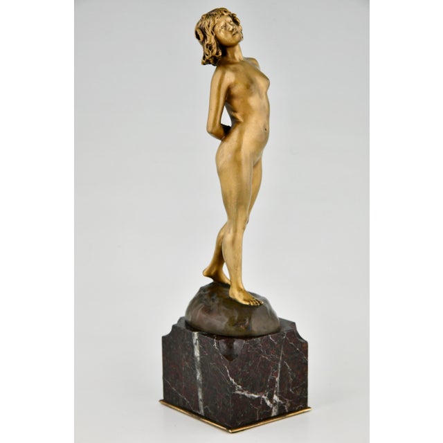 Gold Joe Descomps, Lady, 1900, Bronze amd Marble For Sale - Image 8 of 13