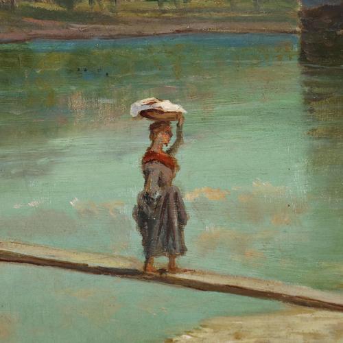 Emilio Donnini, Landscape, Oil on Canvas For Sale - Image 4 of 13