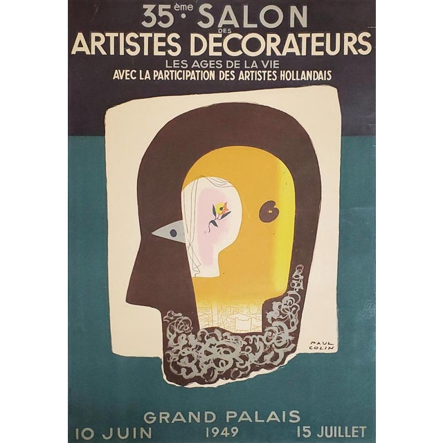 Paul Colin Rare original poster, 1949 Lithograph, poster for the 35th Salon of Decorative Artists: "The Ages of Life",...