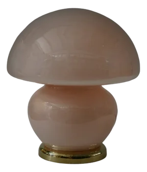 Blown Pink Glass and Brass Table Murano Lamp in style of Vistosi, 1970s