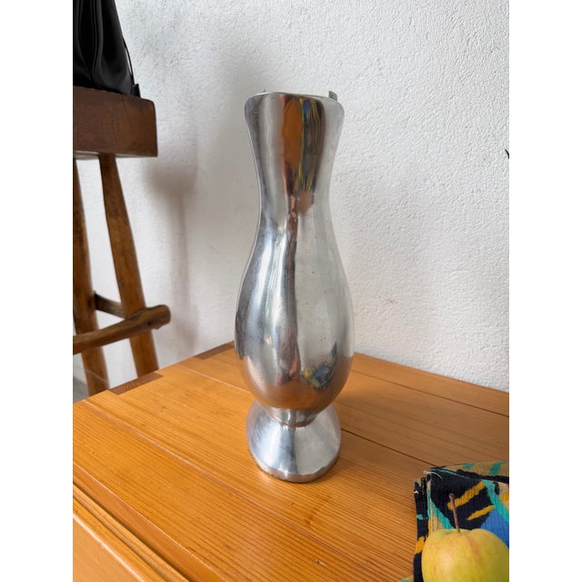 Silver Vintage Vase in Aluminum, 1970s For Sale - Image 8 of 17