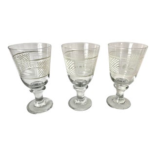 Vintage Pfaltzgraff Sierra 16 Oz Pedestal Iced Tea/Water Glass Goblets - Set of 3 Excellent Condition For Sale