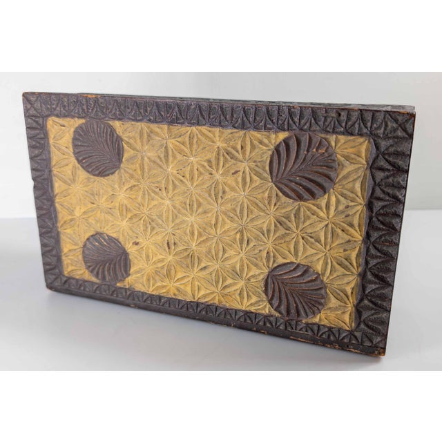 Brown 18th or 19th Century American Folk Art Chip Carved Polychrome Box For Sale - Image 8 of 18