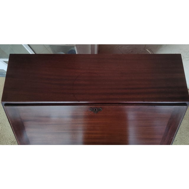 Brown 1920s Maddox Solid Mahogany Chippendale Style Drop Front Secretary Desk For Sale - Image 8 of 16