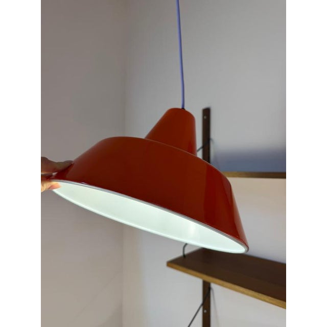 Paint Industrial Hanging Lamp in Orange-Red Enamel by Louis Poulsen For Sale - Image 7 of 11