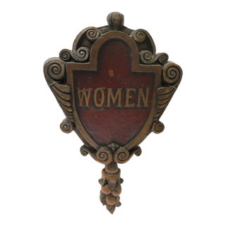 Antique Shield Form Painted "Women" Sign For Sale