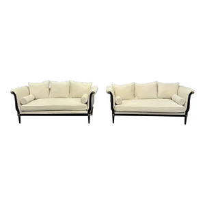 Pair of Steel and Bronze Sofas / Settees, Hollywood Regency, Peter Marino Style