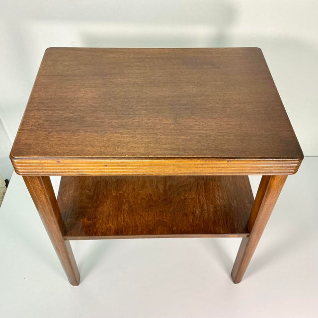 1930 Vintage Boho Chic Art Deco Wood Side Table, 2 Tier. For Sale - Image 13 of 16