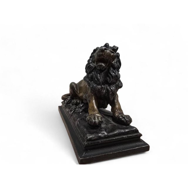Viennese Cold-Painted Bronze Lion by MR, 19th Century For Sale - Image 4 of 12